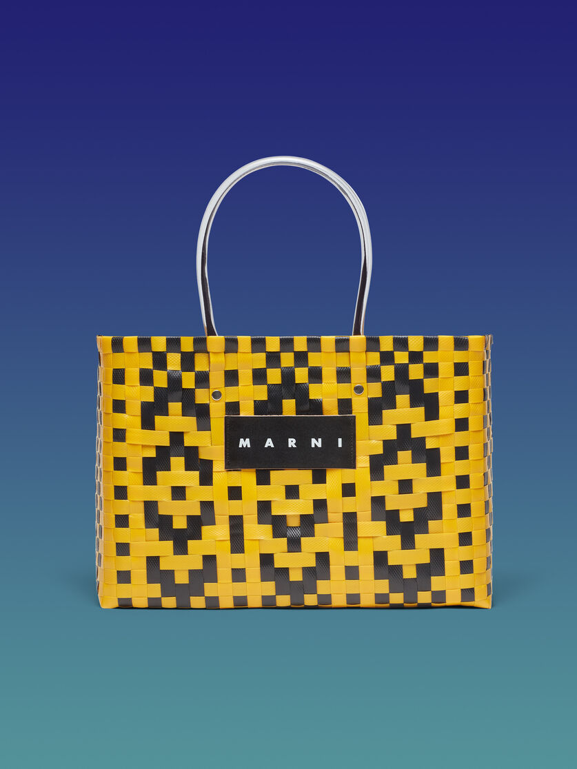 MARNI MARKET BASKET bag in yellow and black woven material | Marni