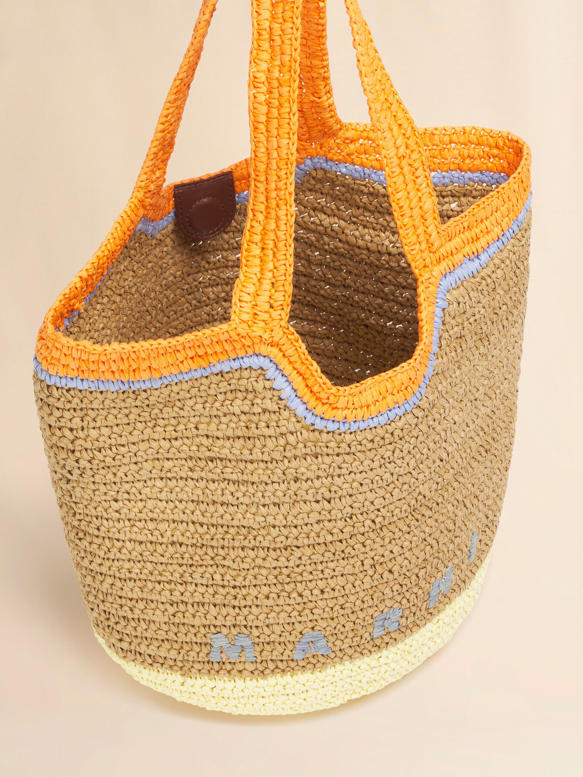 Orange and yellow paper raffia Seaside hobo bag | Marni