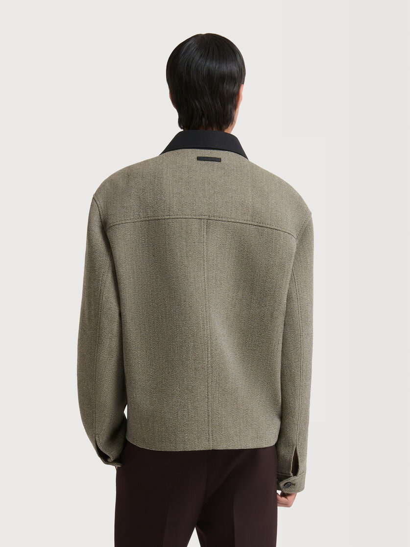 Taupe tweed jacket with sculptural collar, Image 4