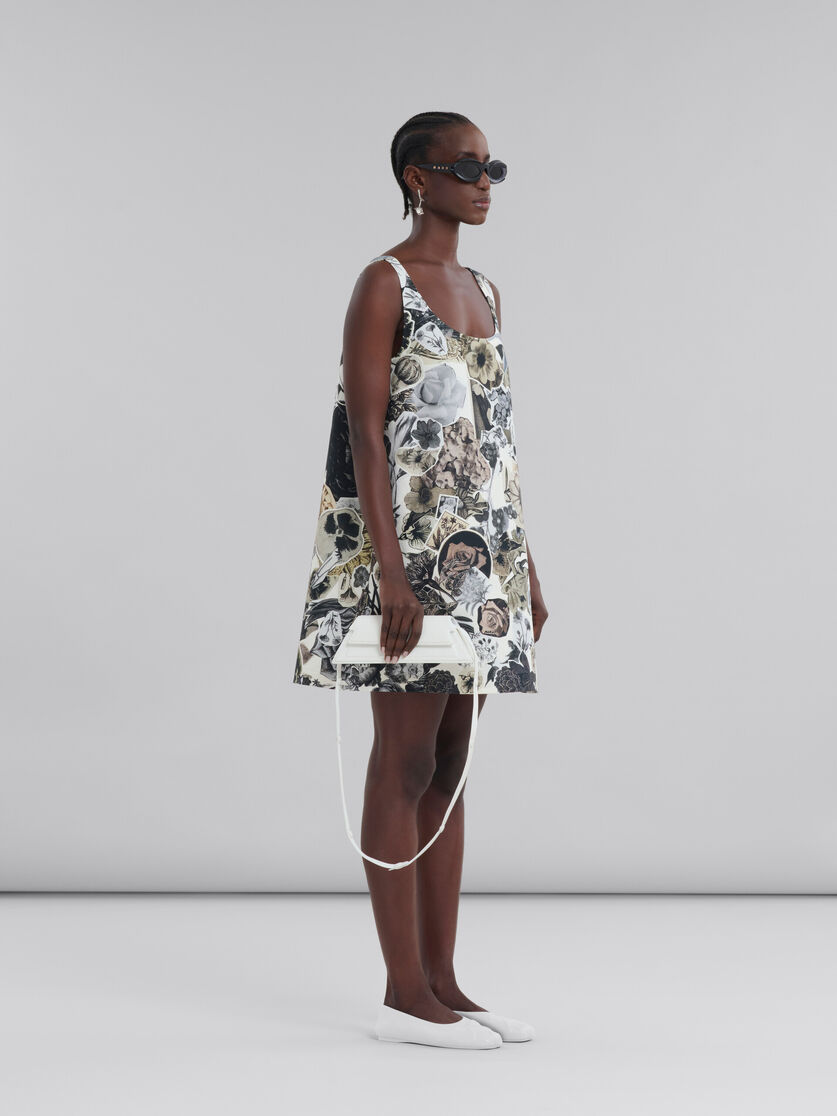 Black and white cady A-line dress with Nocturnal print - Dresses - Image 6