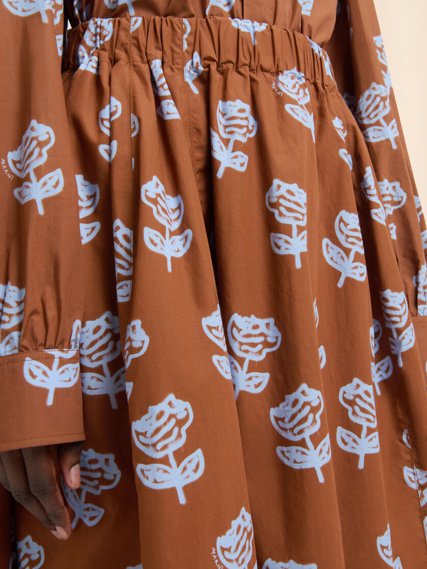 Light blue poplin egg skirt with Sprayed Roses print - Skirts - Image 4