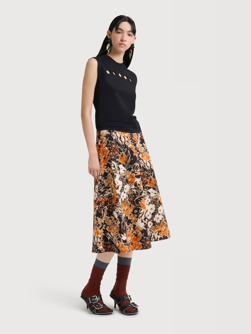Black cloqu&eacute; skirt with Extreme Bouquet print - Skirts
