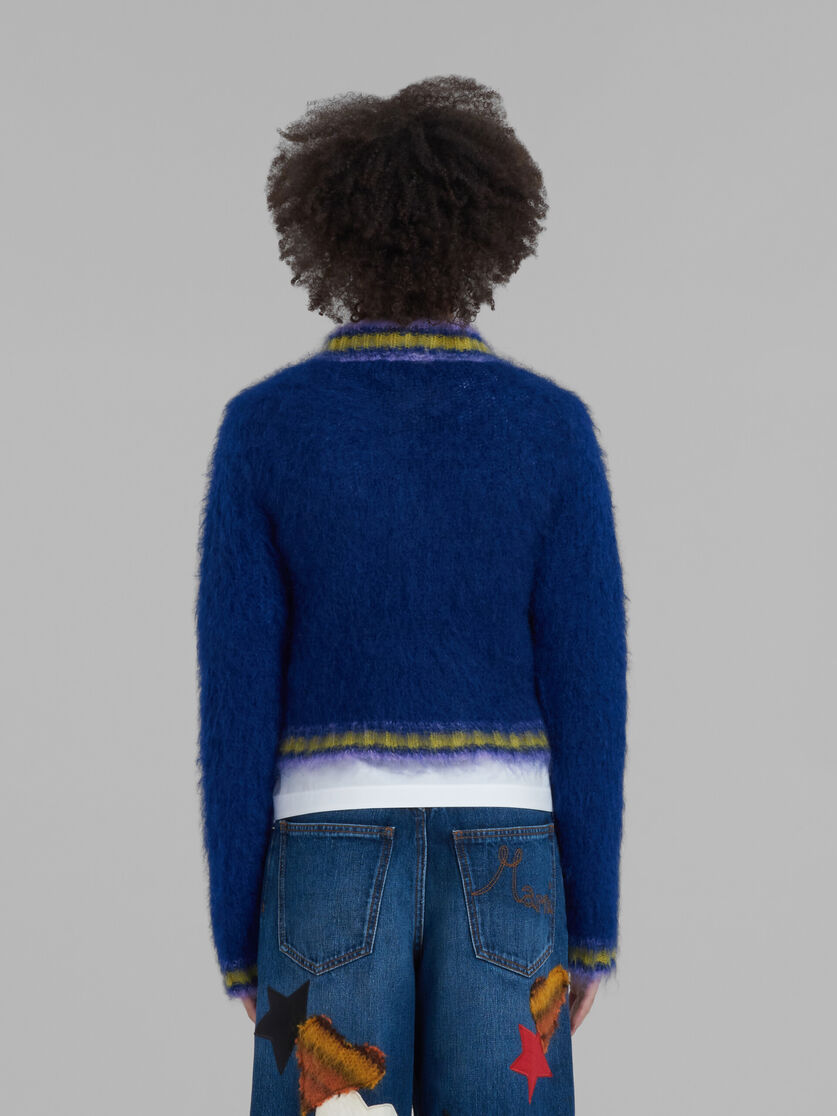 Blue mohair jumper with striped trims - Pullovers - Image 3