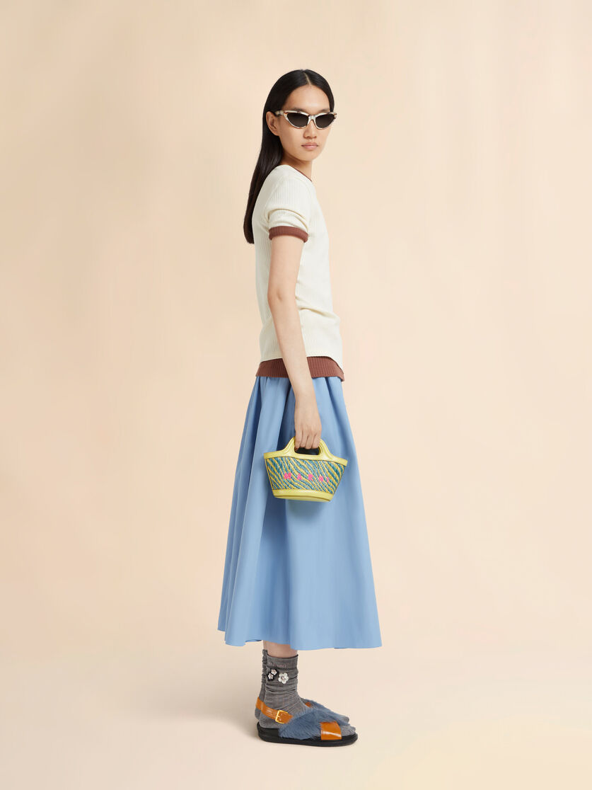 Green wavy raffia-effect Tropicalia micro bag, Image 2