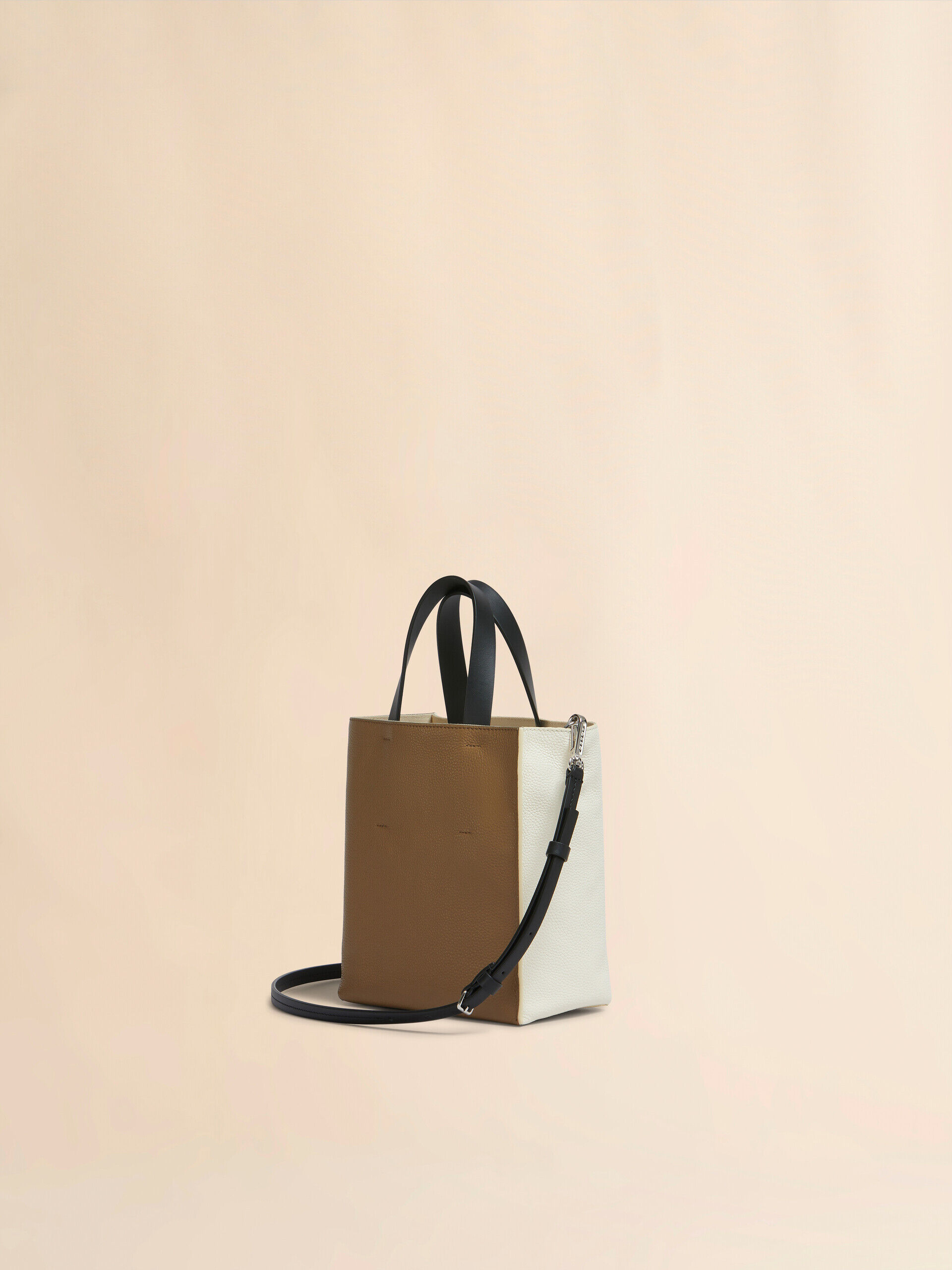 Museo Soft Mini Bag in ivory and brown leather with Marni
