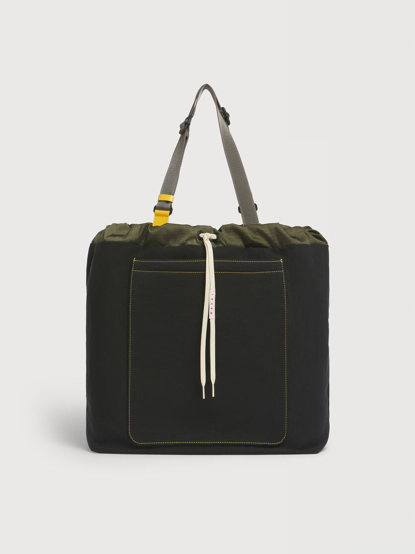 Black technical fabric tote bag, Image 1