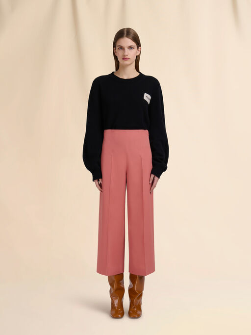 Pink wool cropped trousers - Pants