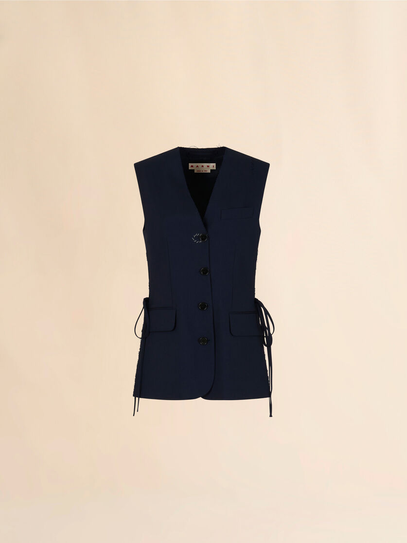 Gilet in lana blu scuro - Gilet - Image 1