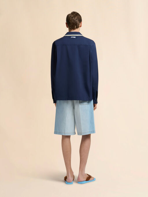 Deep blue duchesse jacket with stripe - Jackets