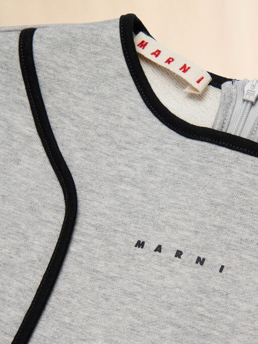 Gray cotton dress with contrast piping - Dresses