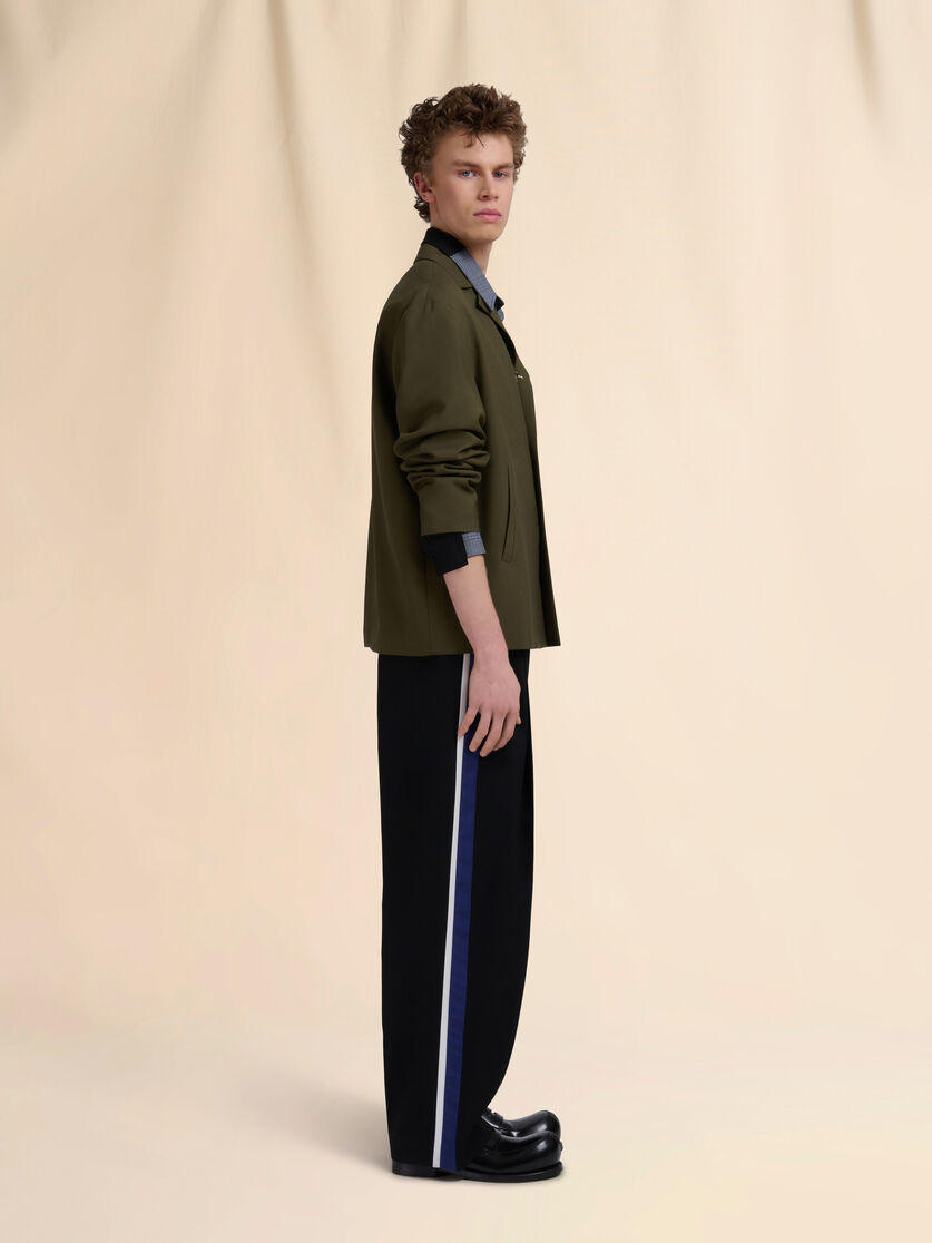 Black wool trousers with bicolour side bands - Pants - Image 5