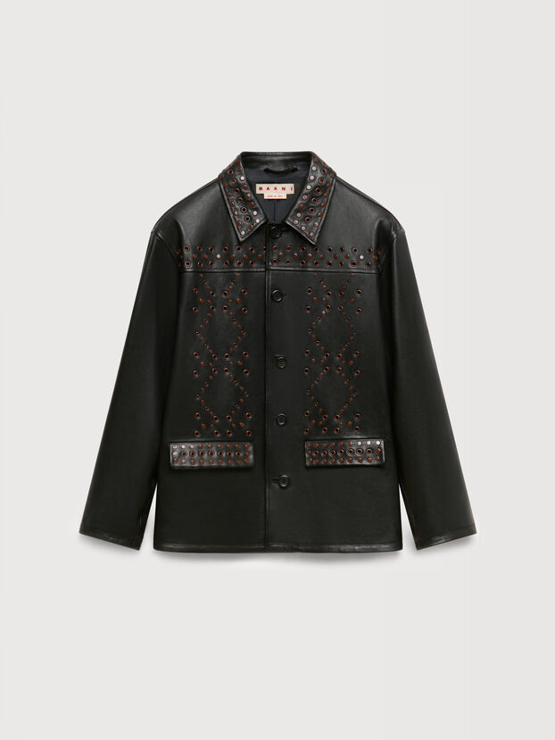 Schwarze Lederjacke mit Nieten - Jacken