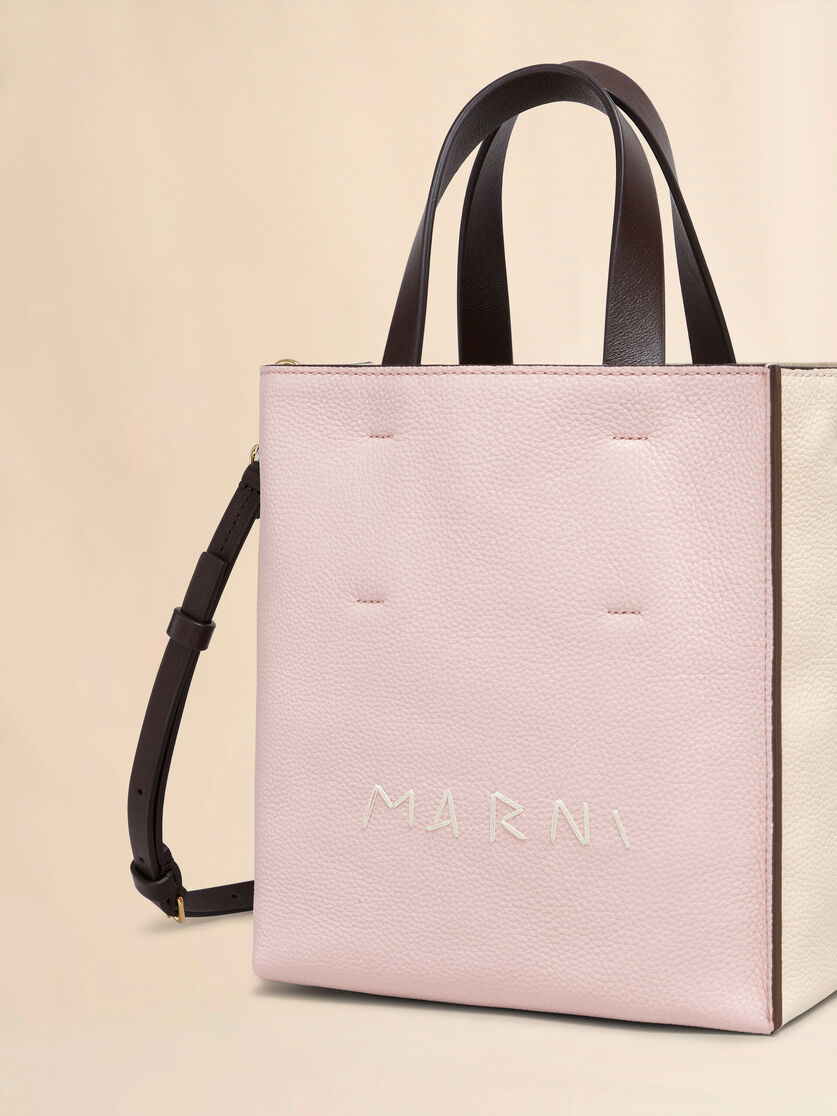 Museo Soft Mini Bag in ivory and brown leather with Marni Mending - Shopping Bags - Image 4