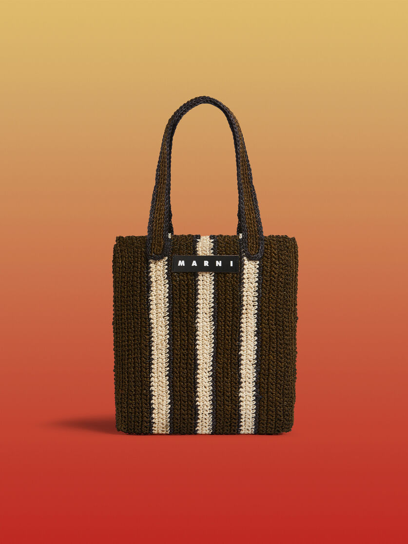 グリーン&ベージュストライプ MARNI MARKET FIQUE クロシェバッグ | Marni