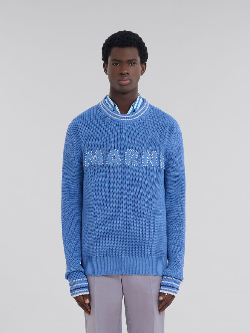 Blue cotton jumper with Marni patches - Pullovers - Image 2