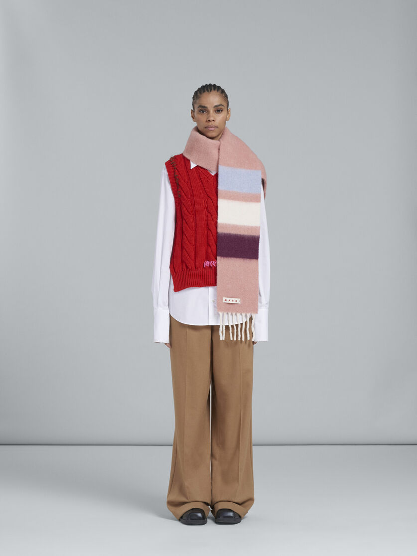 Pink striped alpaca scarf - Scarves - Image 2
