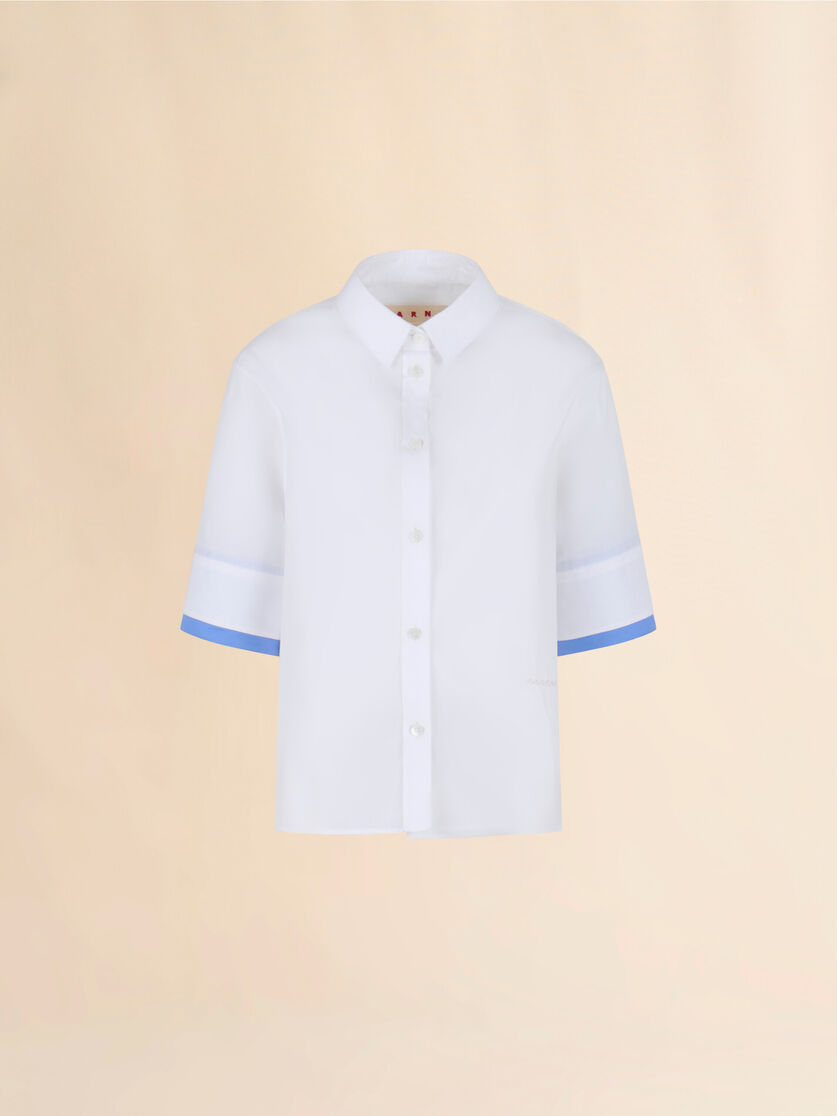 White poplin shirt with double cuffs - Shirts - Image 1