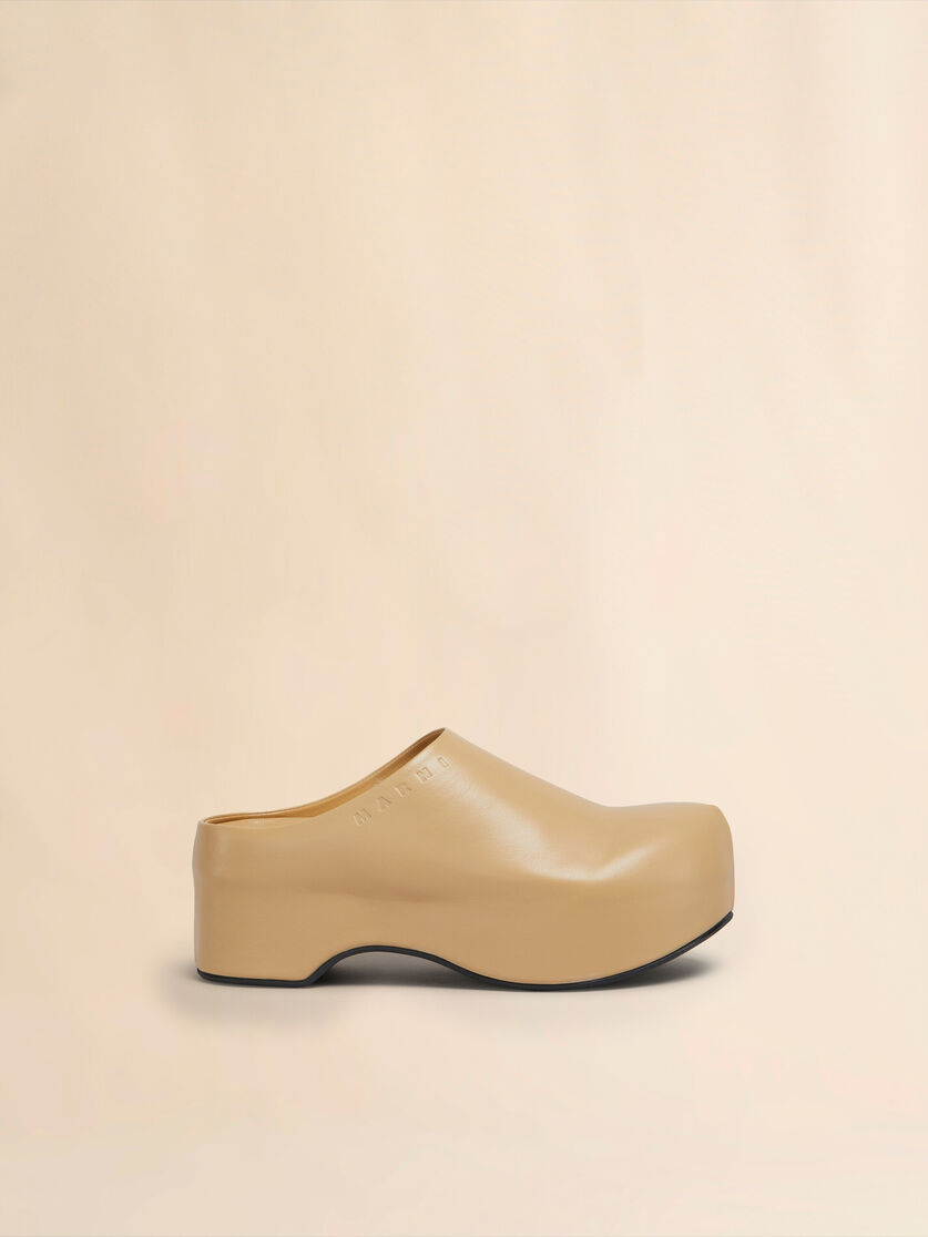 Black leather chunky clog sabot - Sandals - Image 1