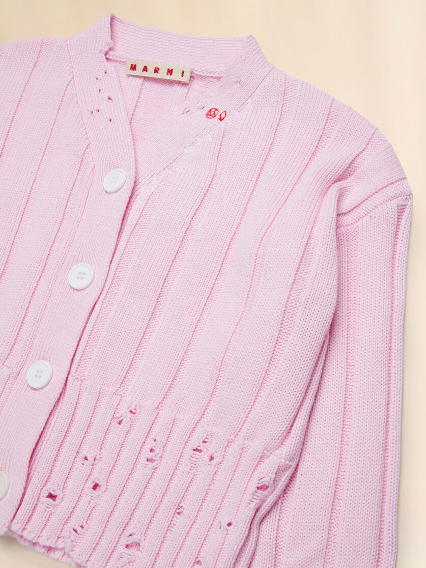 Pink ribbed cardigan - Knitwear - Image 3