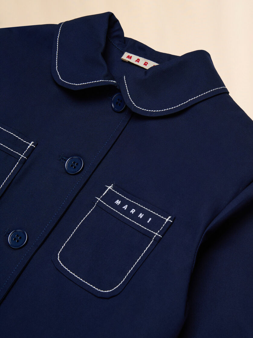 Deep blue cotton jacket with contrast stitching, Image 3