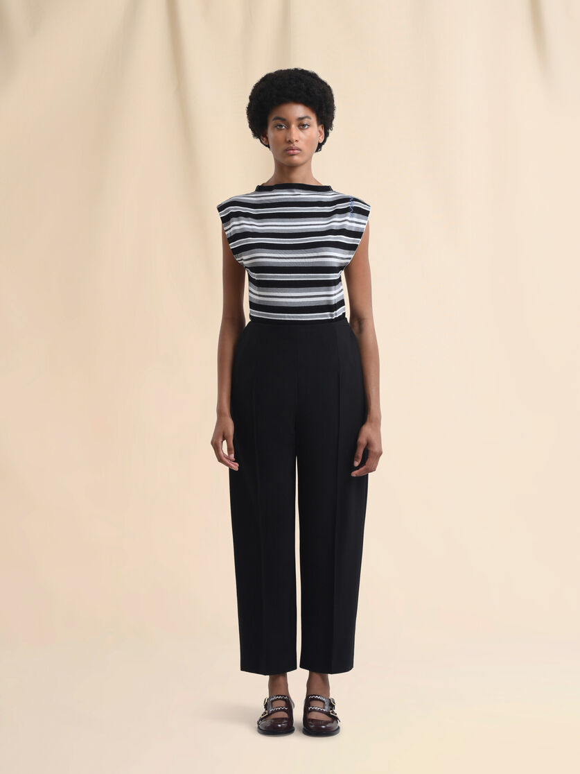 Black wool blend trousers with Marni Symbol - Pants - Image 2