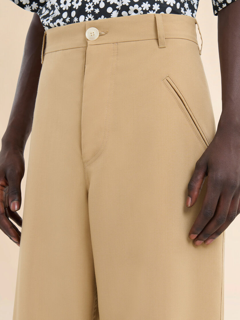 Pantalon droit marron clair en laine - Pantalons - Image 4