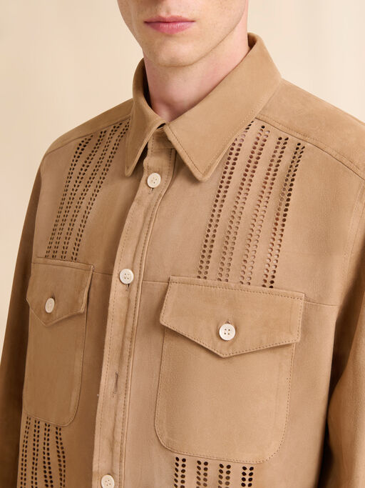 Brown suede shirt with cut-out detailing - Shirts