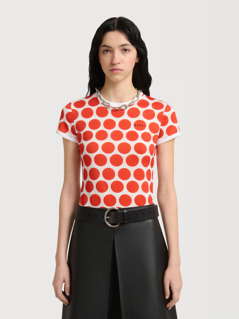 White cotton T-shirt with Polka Rhythm print, Image 2