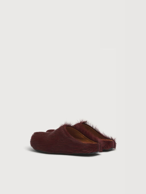 Fussbett sabot in vitello a pelo lungo bordeaux - Sandali