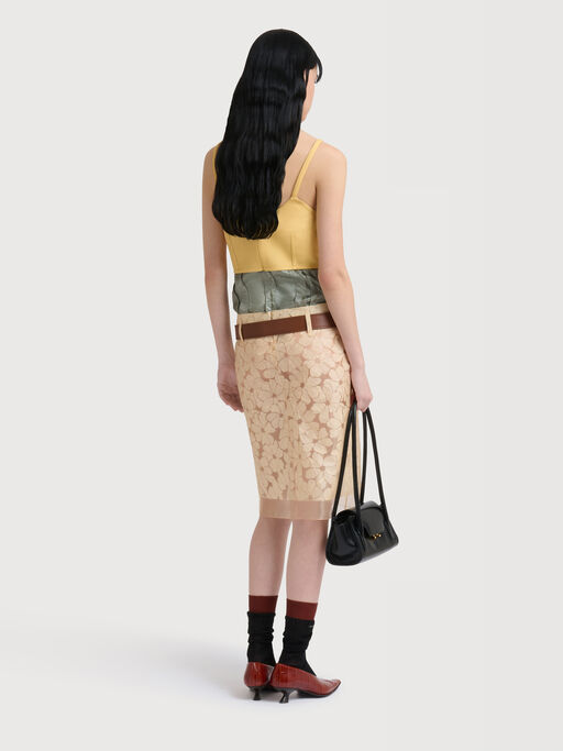 Yellow organza flower dress with satin waist - Dresses