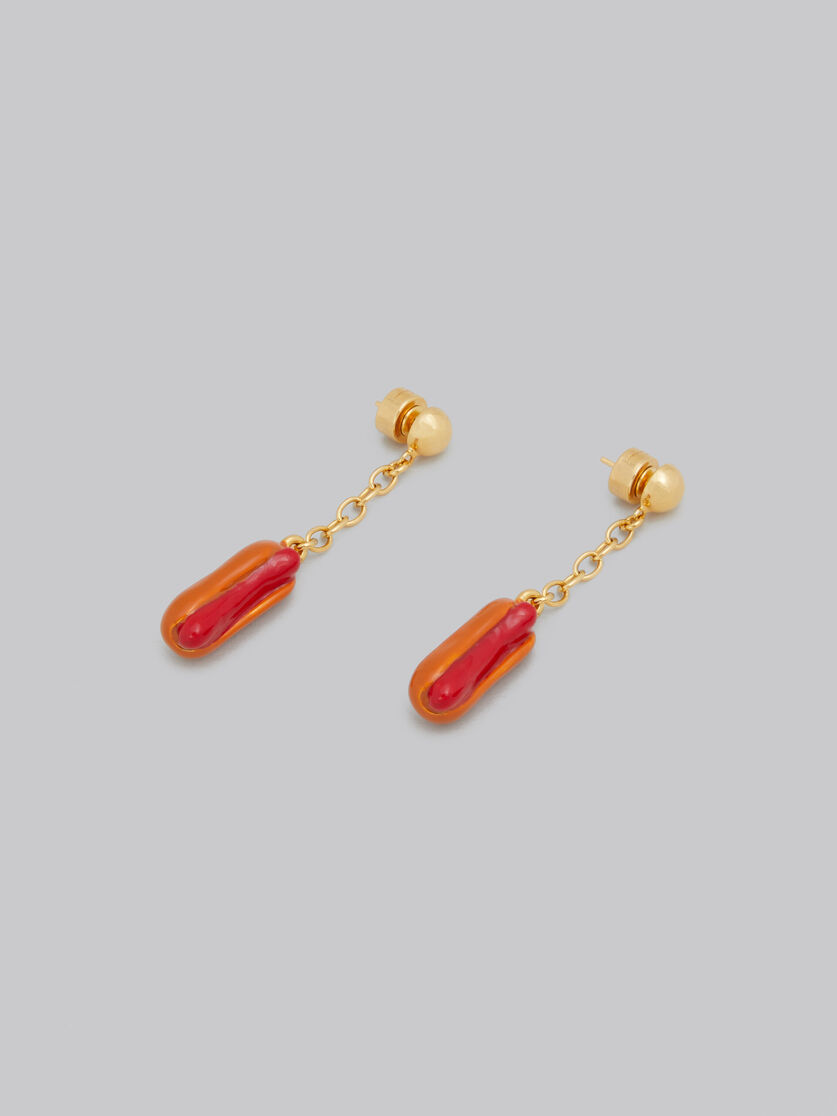 Enamelled hot dog drop earrings - Earrings - Image 4