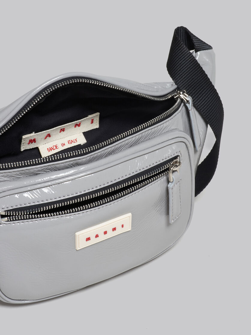 Grey patent belt bag Marni