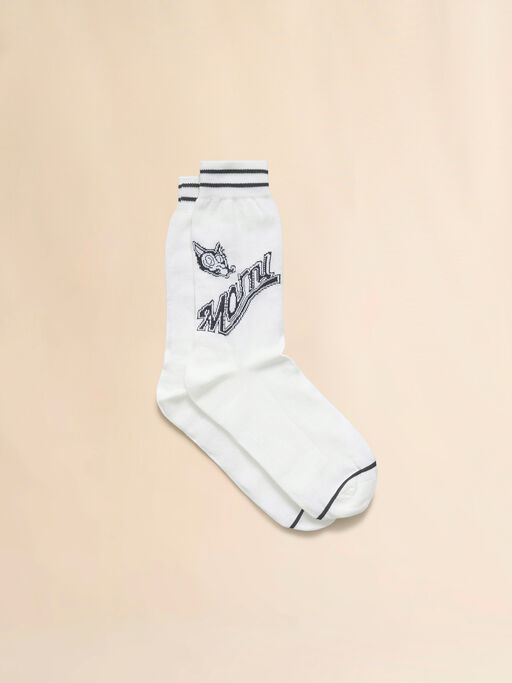 Weiße Baumwollsocken mit Jacquard-Stickerei - Socken