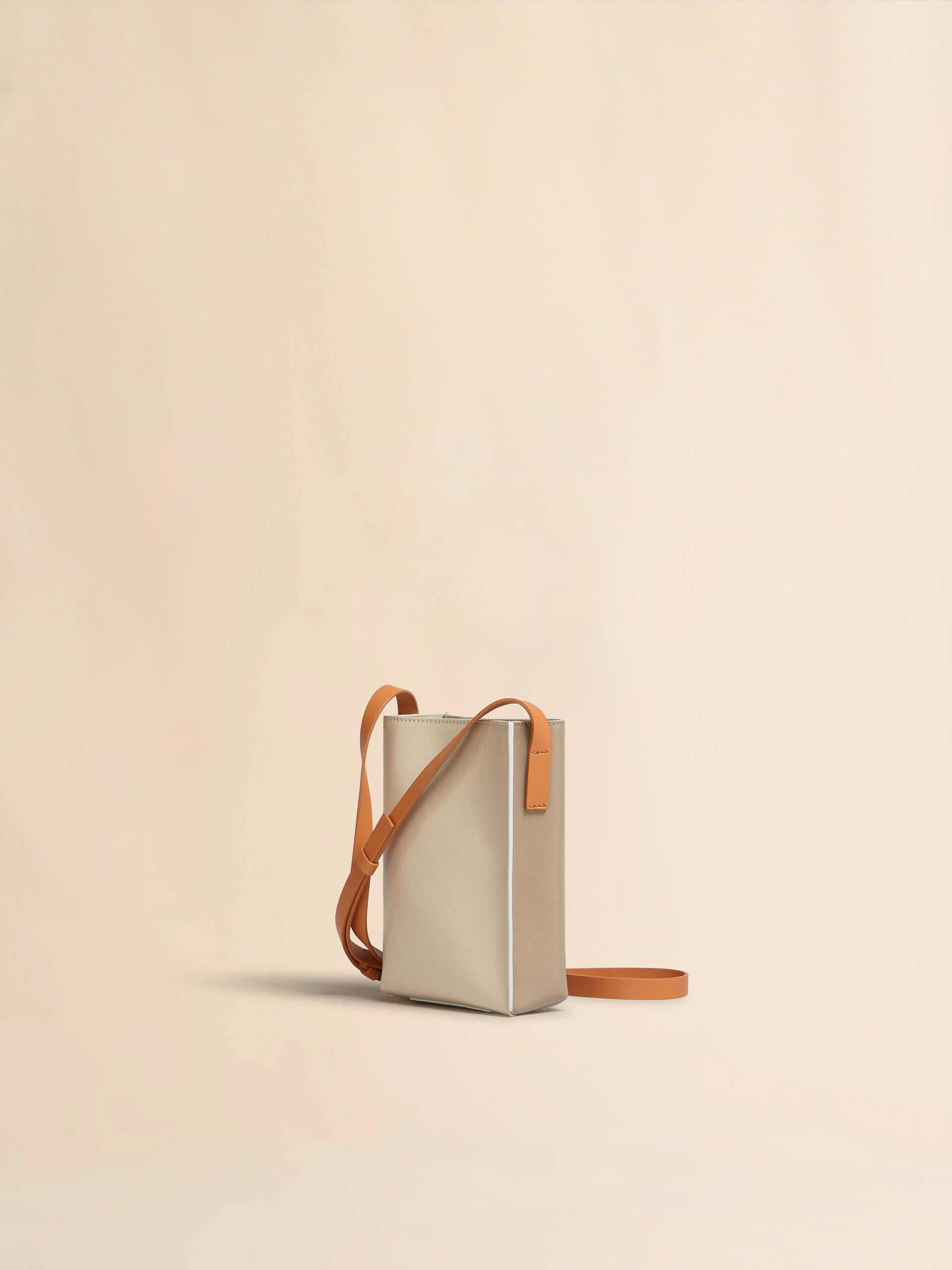 グレーグリーン、ベージュ レザー Museo Softナノバッグ | Marni