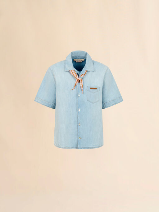 Light blue chambray shirt with neck tie - Shirts