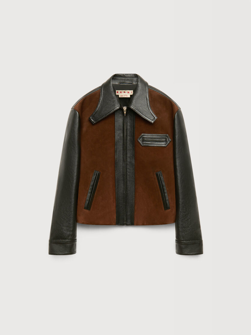 Black leather jacket with crust front, Image 1