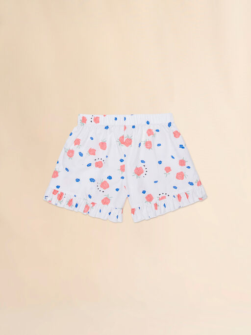 Short in cotone bianco con stampa Tea Time - Pantaloni