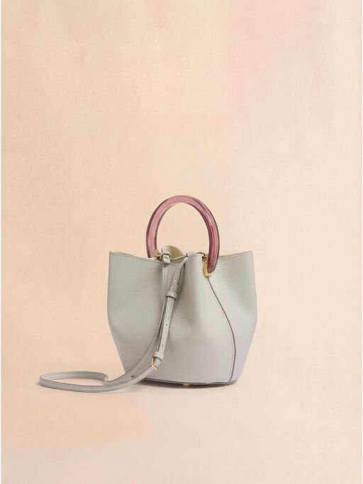Cream leather Pannier bucket bag - Shoulder Bags