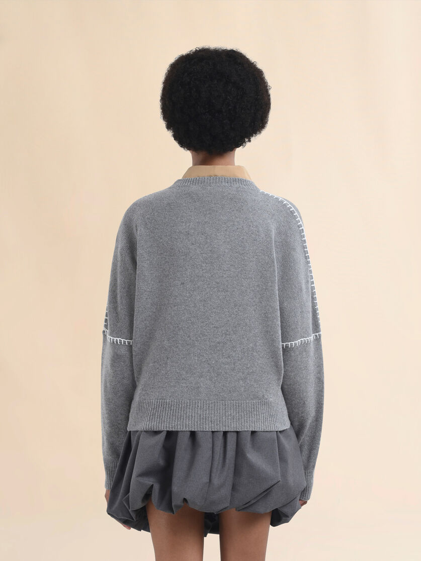 Light pink wool and cashmere crew neck jumper with Marni Symbol - Pullovers - Image 3