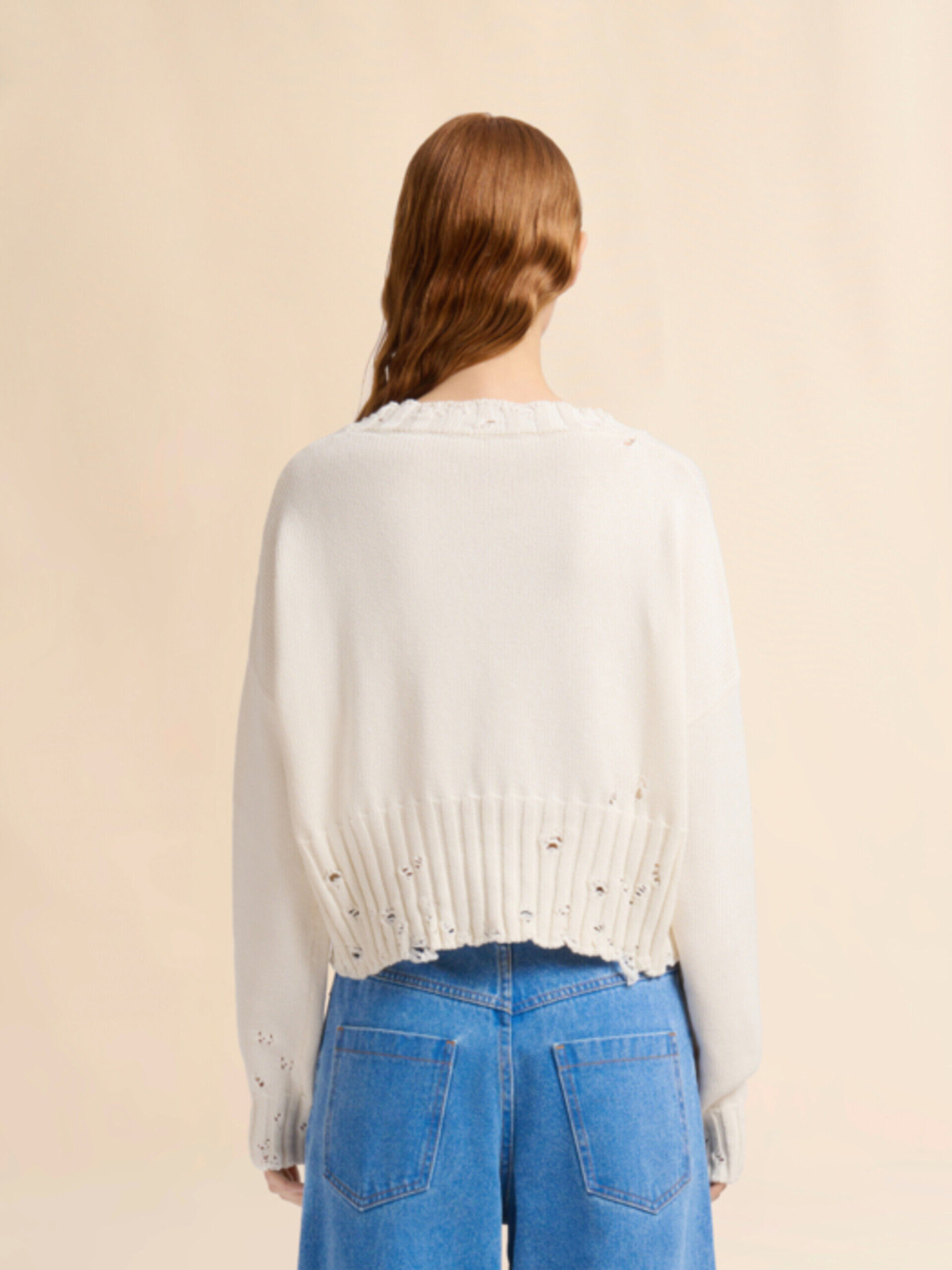MARNIトップス White dishevelled cotton cropped jumper | Marni