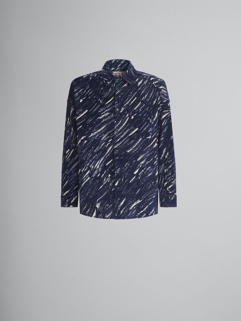 ブルー フロックドデニム製 オーバーサイズシャツ、Crayonプリント | Marni