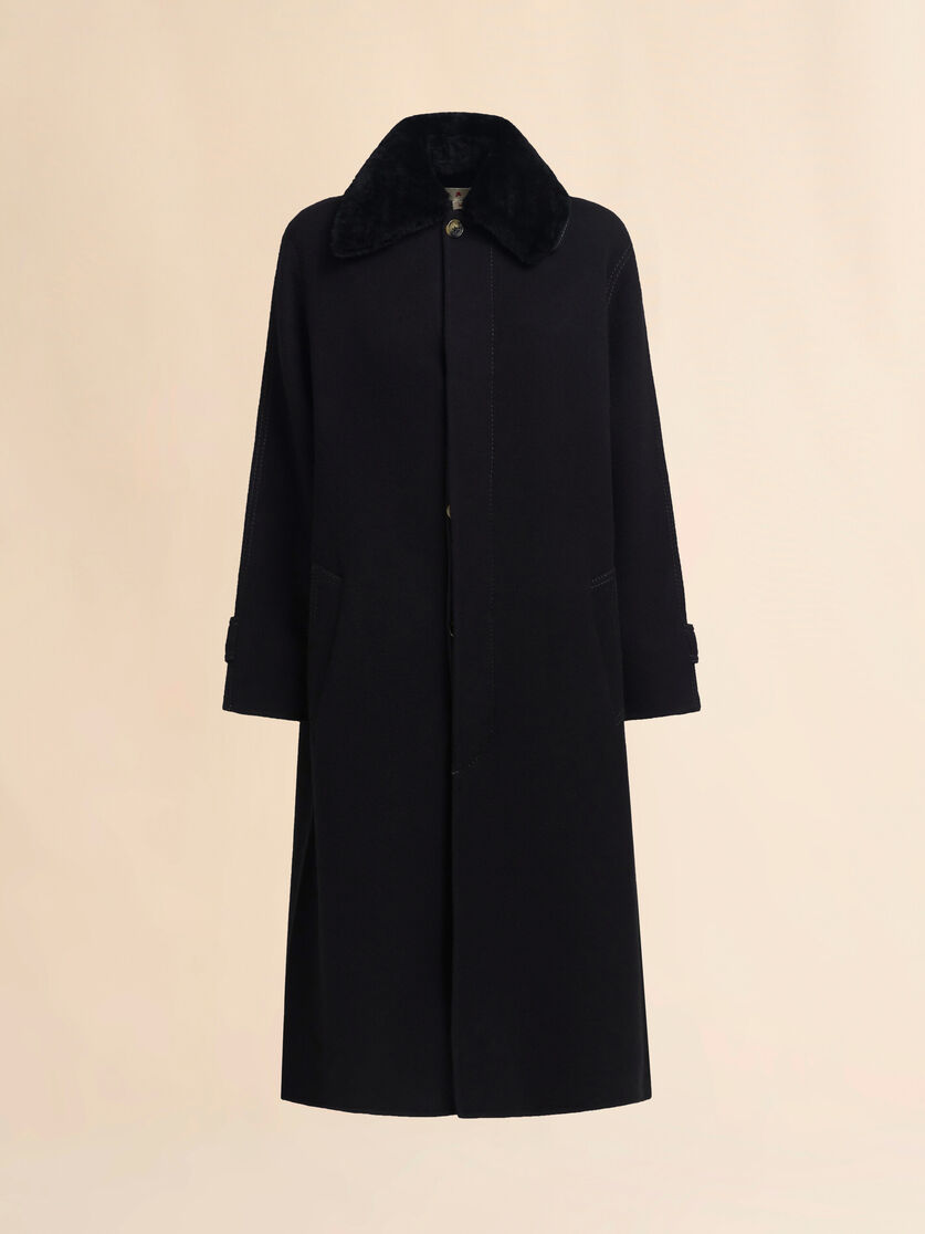 Wool and cashmere coat with shearling collar - Coats - Image 1