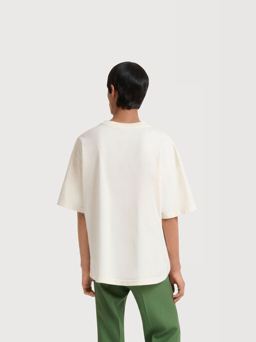 White cotton T-shirt with planet print - Shirts