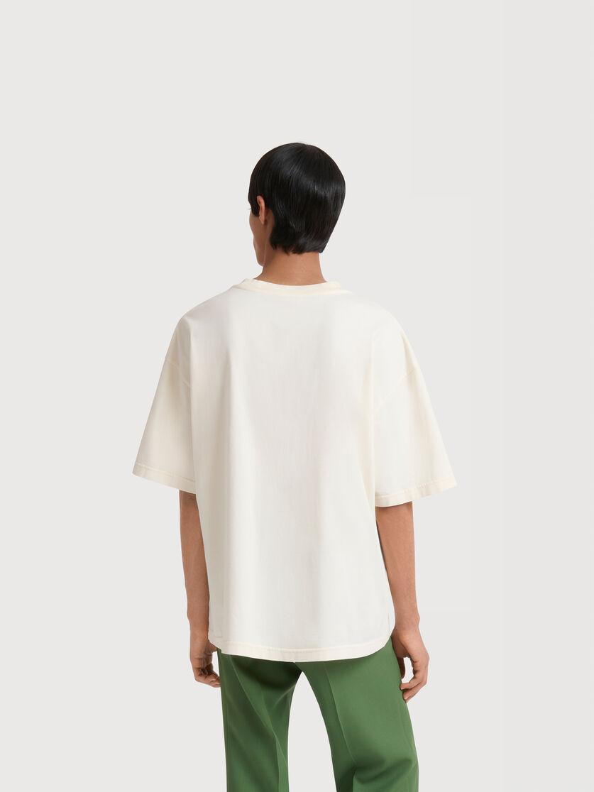 White cotton T-shirt with planet print, Image 3