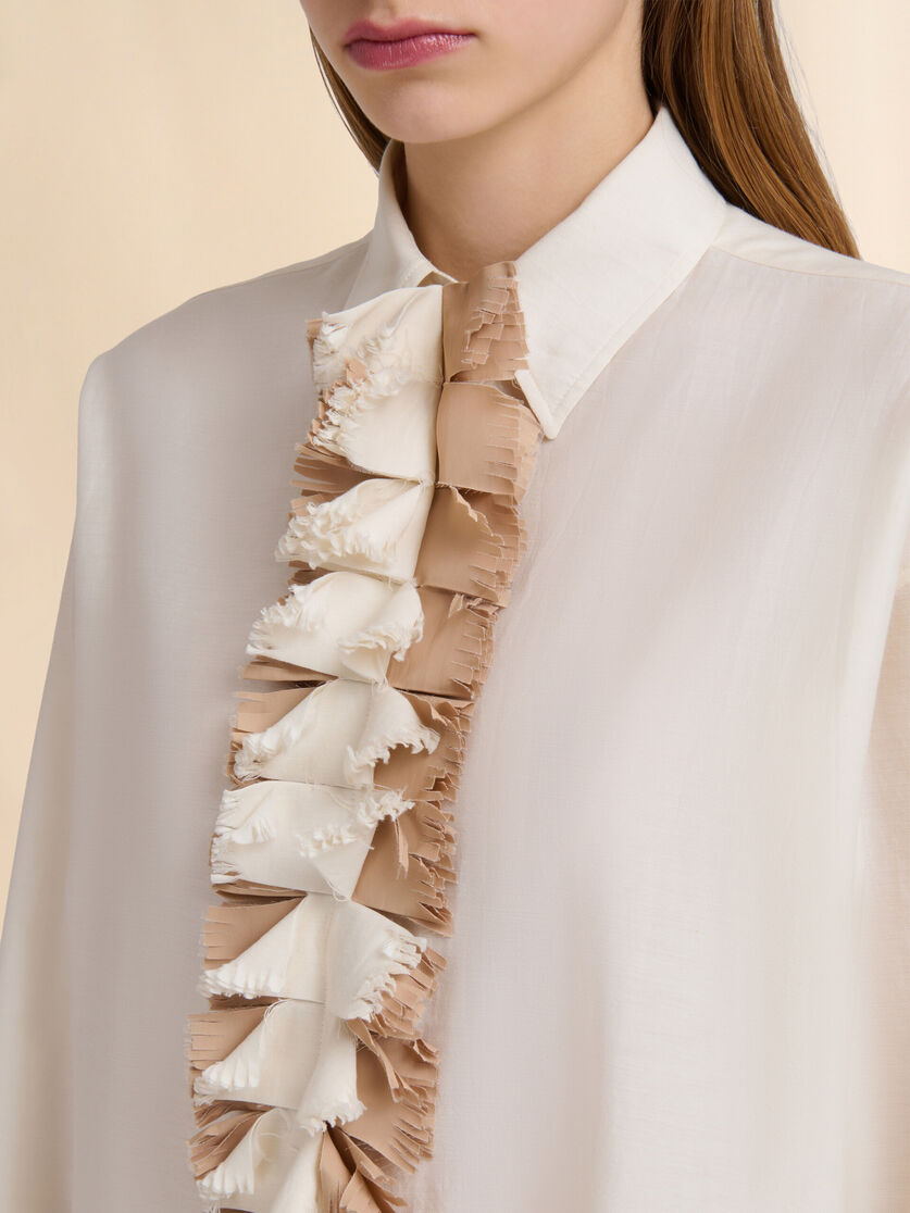 Cream twill shirt with detachable plastron - Shirts - Image 4