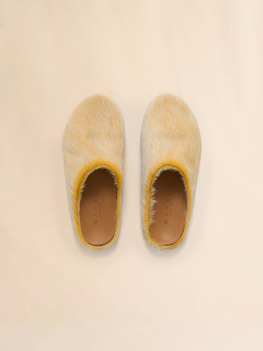 Blue-grey long hair calfskin Fussbett sabot - Clogs - Image 4