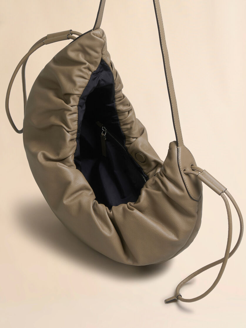 Taupe leather Scrunchie small hobo bag - Shoulder Bags - Image 4