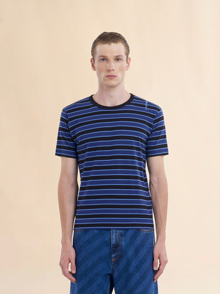 T-shirt boxy in jersey a righe blu - Camicie - Image 2