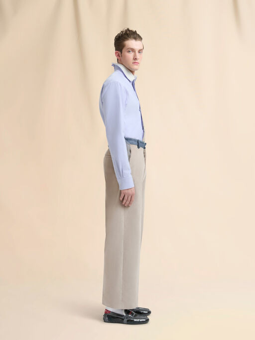 Beige velvet trousers with contrast waistband - Pants