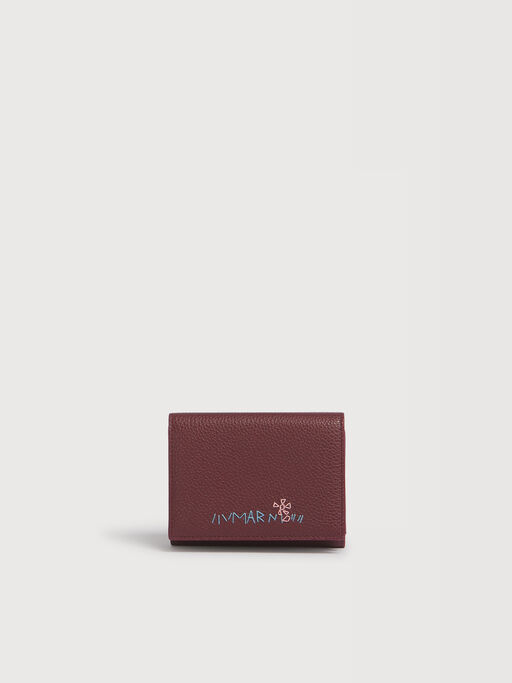 Burgundy leather trifold wallet with Marni Mending - Wallets
